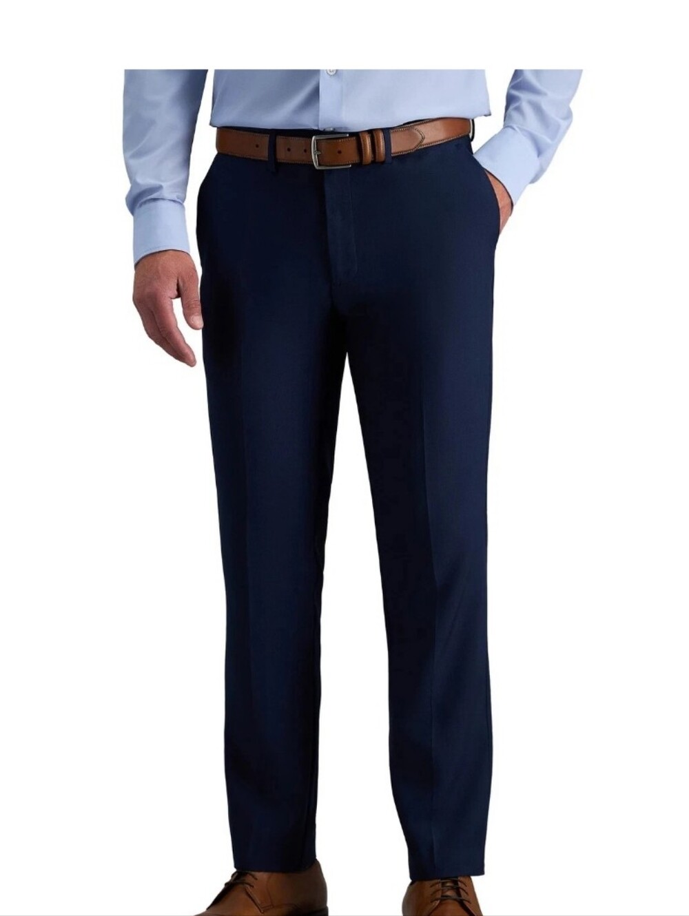 Haggar Expandomatic Classic Fit Stretch Mens Dress Pant Comfort Waist Blue 40x32